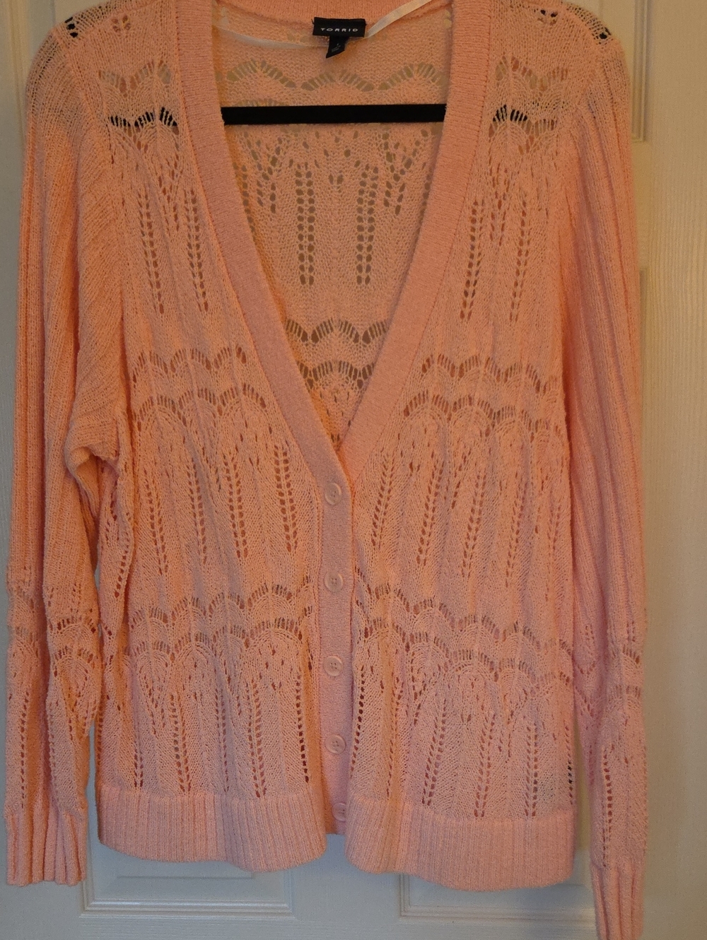 Torrid Pink Open-Knit Button Cardigan - SZ 1 (1X)